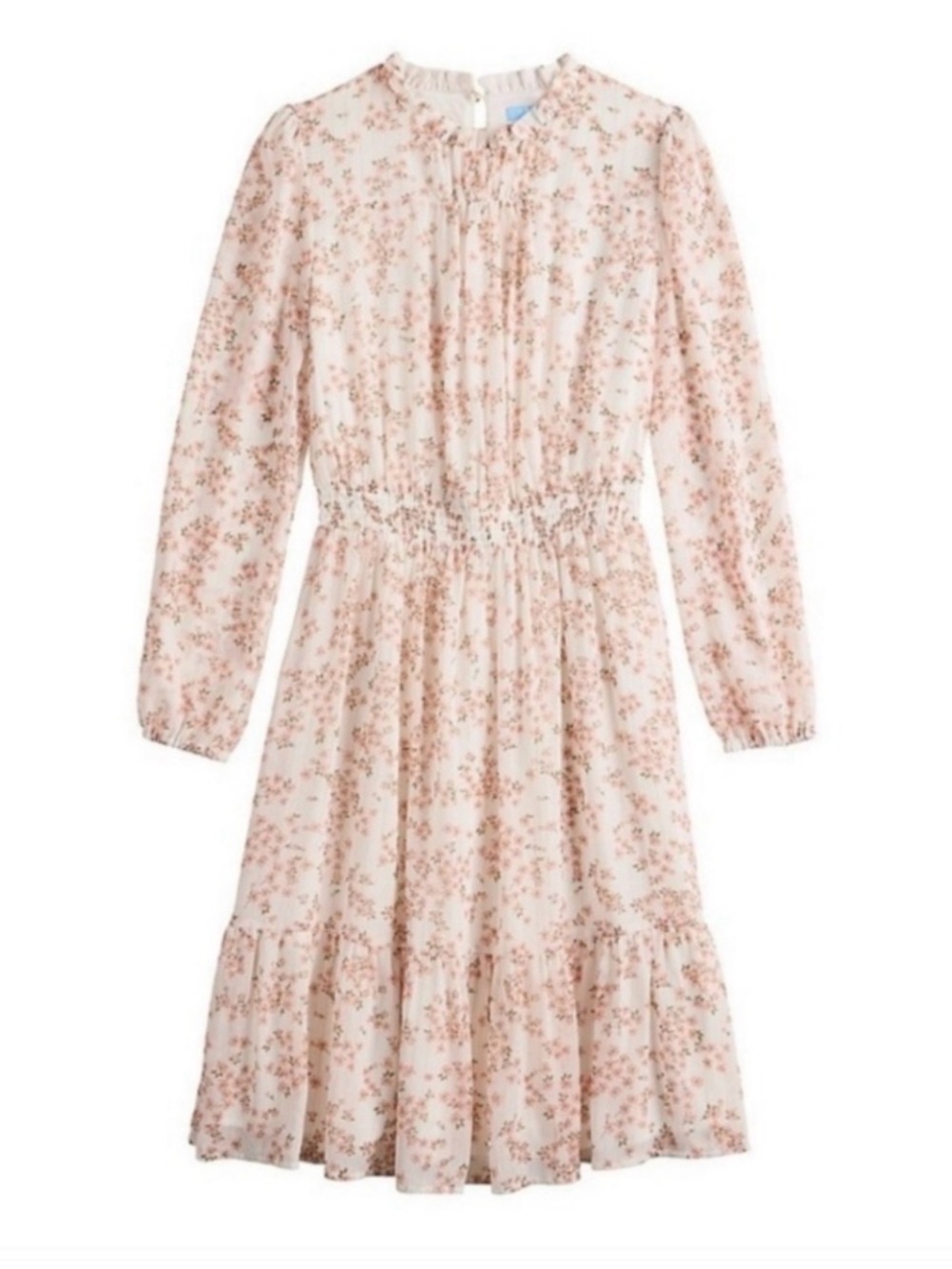 Draper James RSVP Pink Metallic Floral Long Sleeve Midi Dress Size XXL
